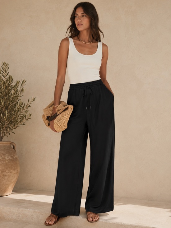 Banana Republic Pants - Banana Republic Black Wide-Leg Drawstring Pants